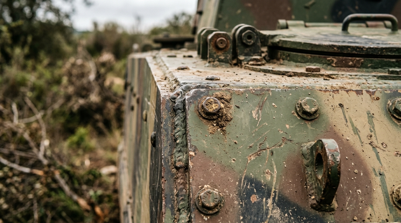 Detalhe ilustrando carro camuflado em contexto operacional, complementar ao texto.